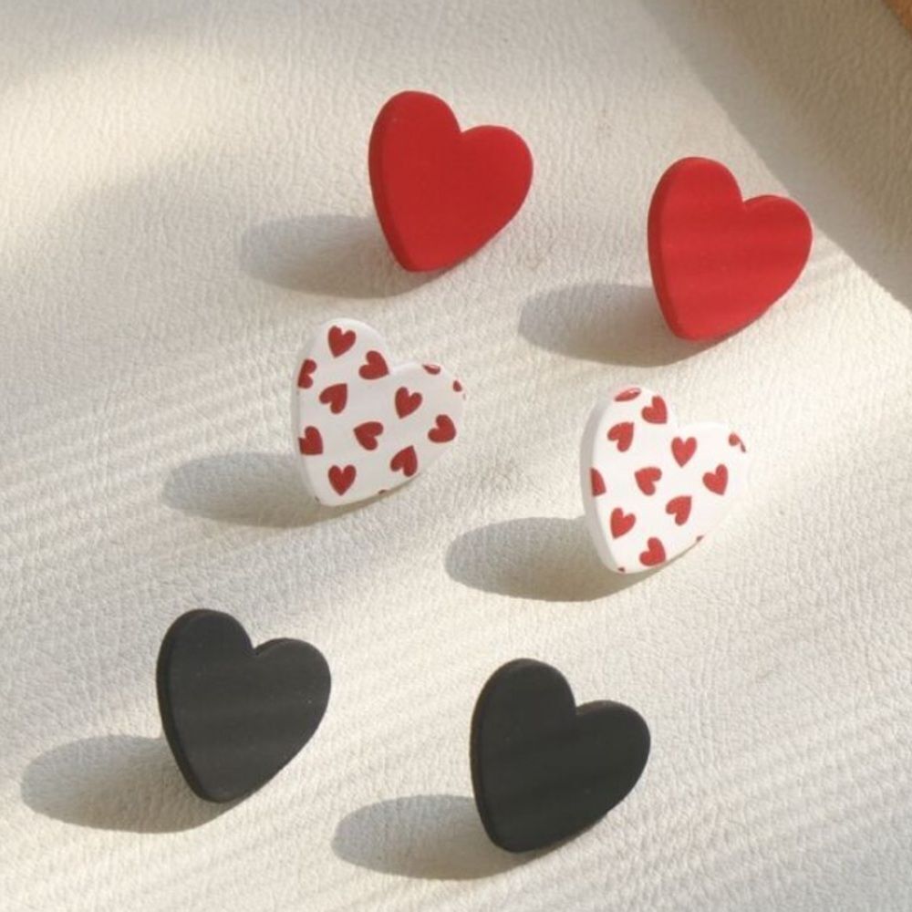 3for$20 3pairs/set colorful heart shape earrings 3 pairs valentine ' Cute